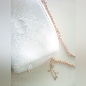 Upcycled Christian Dior White Quilted Crossbody Gold Chain Star Charm